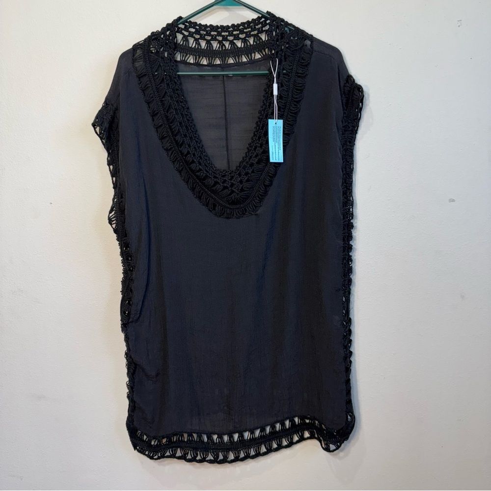 Adisputent Women's Crochet Swimsuit Cover Ups Black One Size